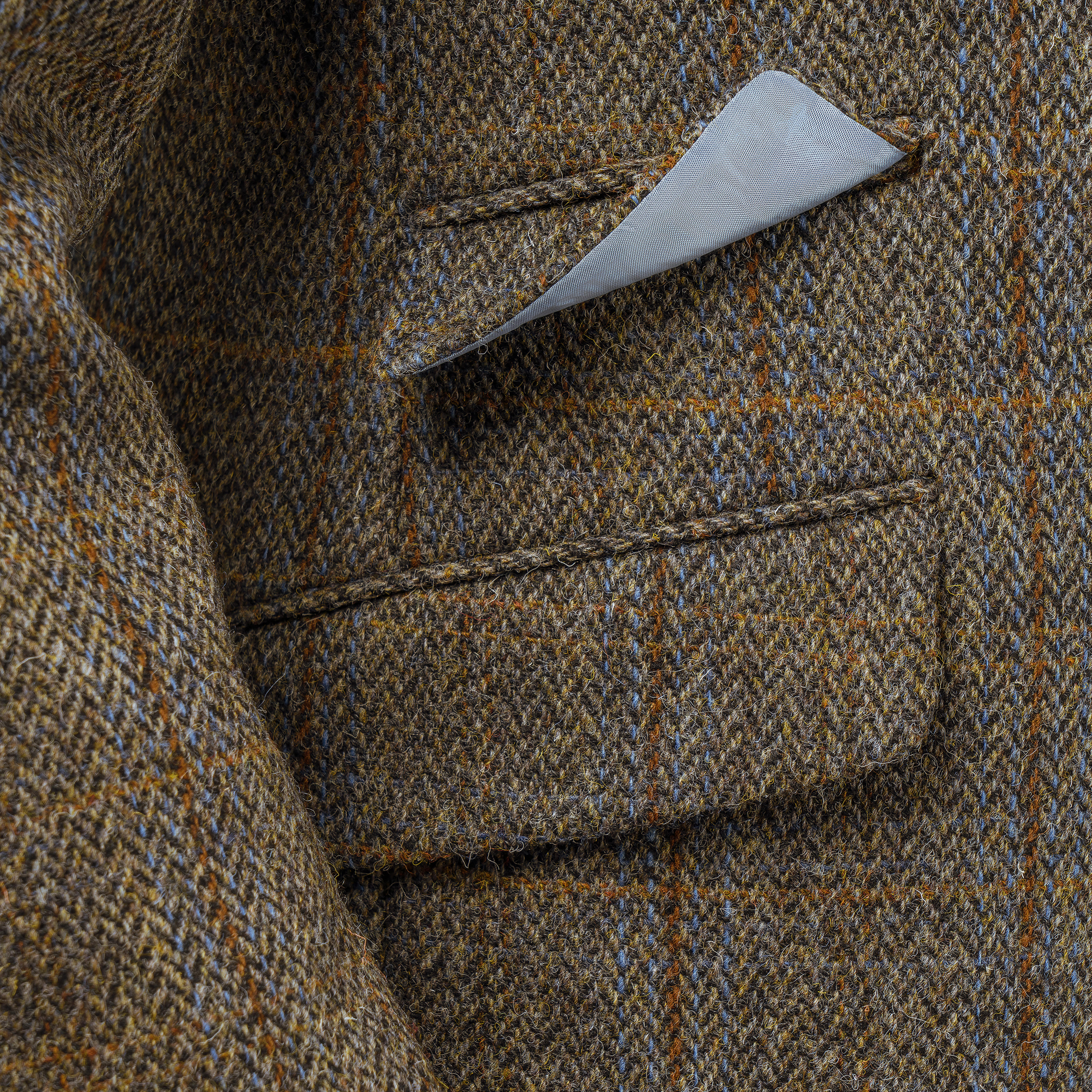 Veste pour homme Harris Tweed, motif à chevrons, vert/bleu/marron