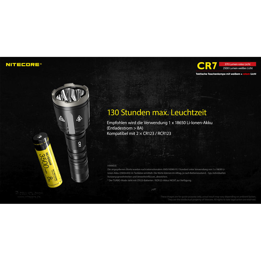 Nitecore® CR7, 2500 lm White Light and 370 lm Red Light