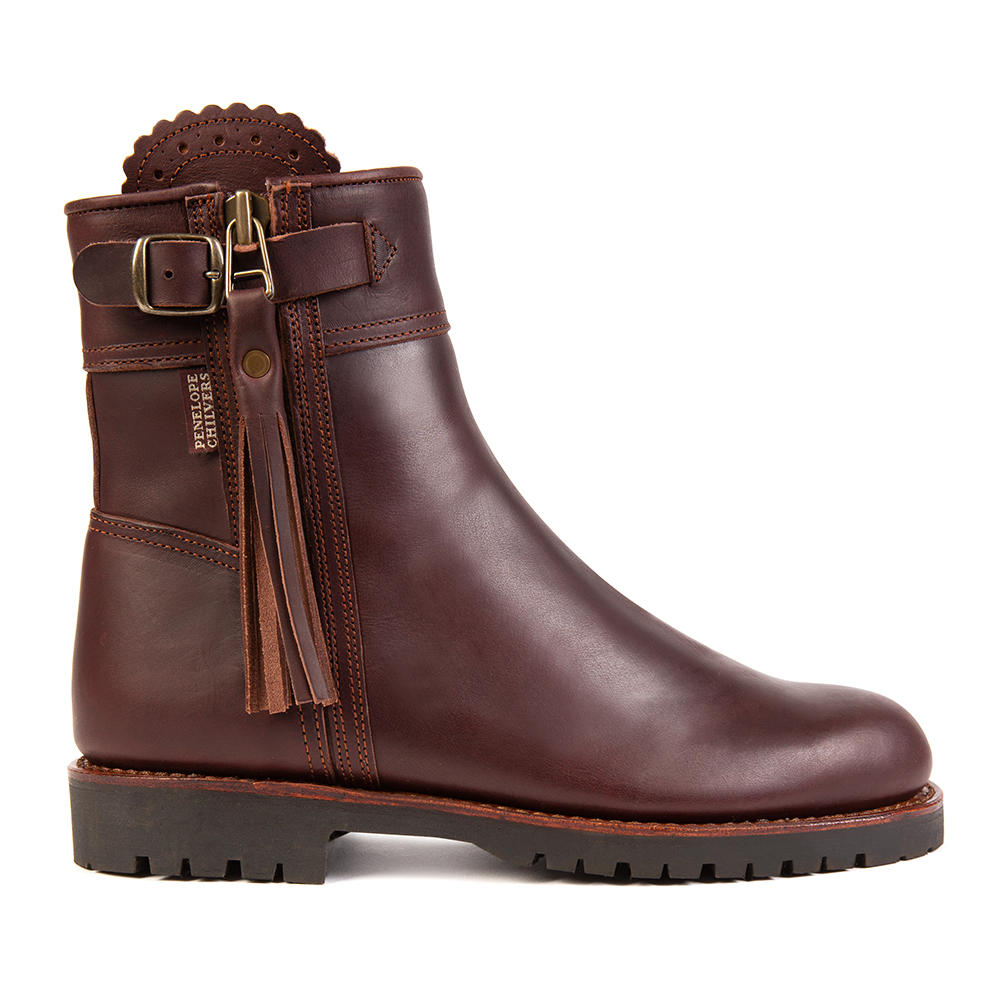 Penelope Chilvers Damen Cropped Wool Lined Tassel Boots, conker