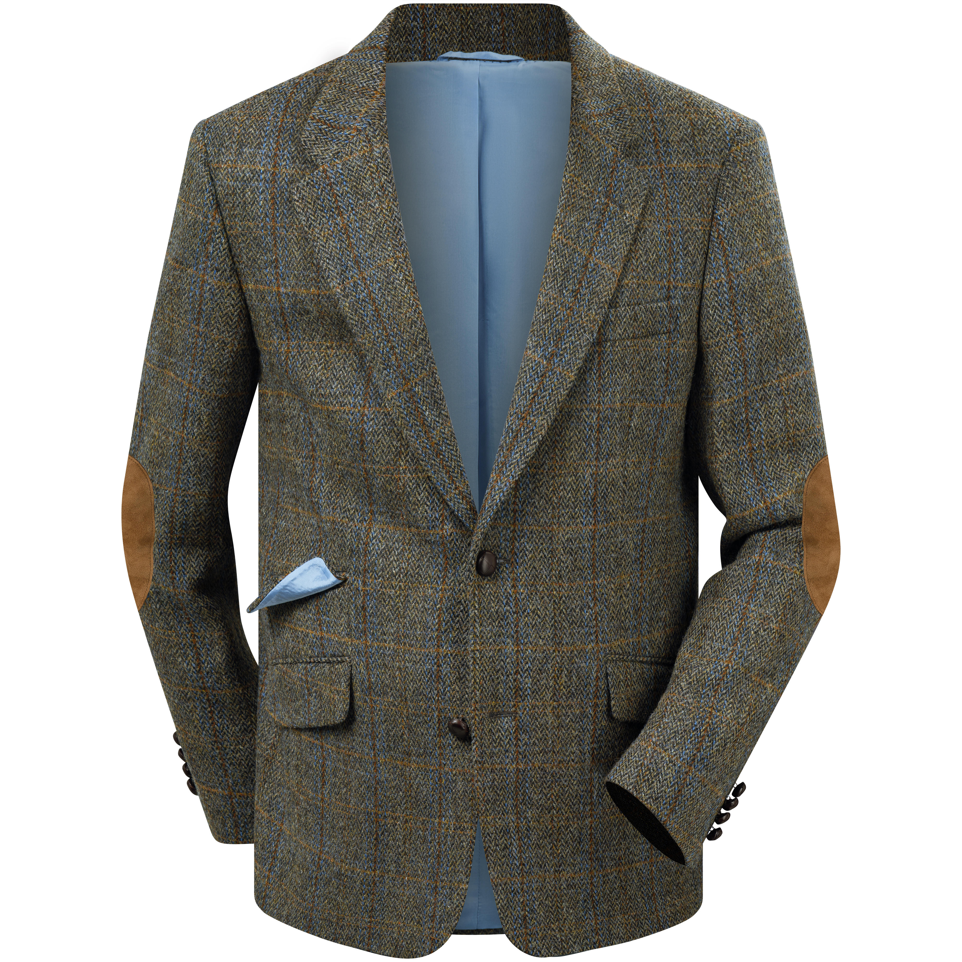 Veste pour homme Harris Tweed, motif à chevrons, vert/bleu/marron