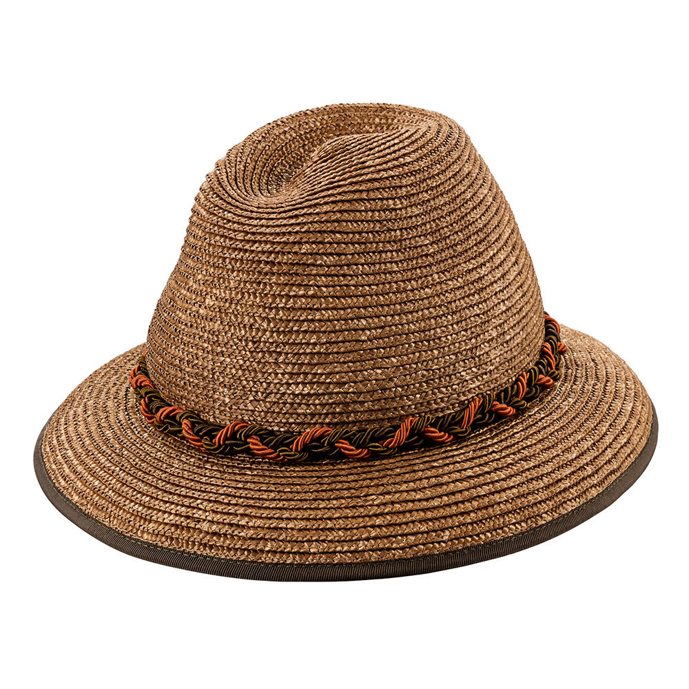 »Maxi« Ladies' Hat, Braided Straw with Cord, Brown
