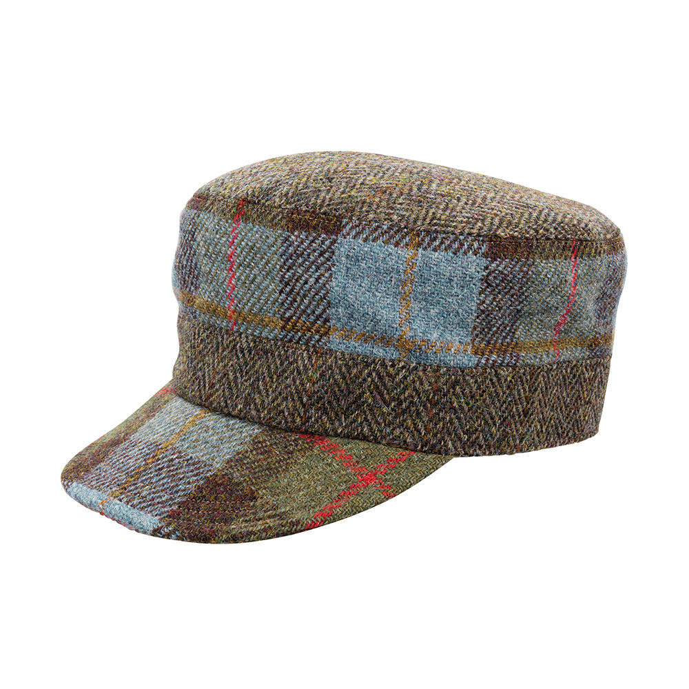 Sara Tiara Tweed-Cap, braun/blau/grün/rot