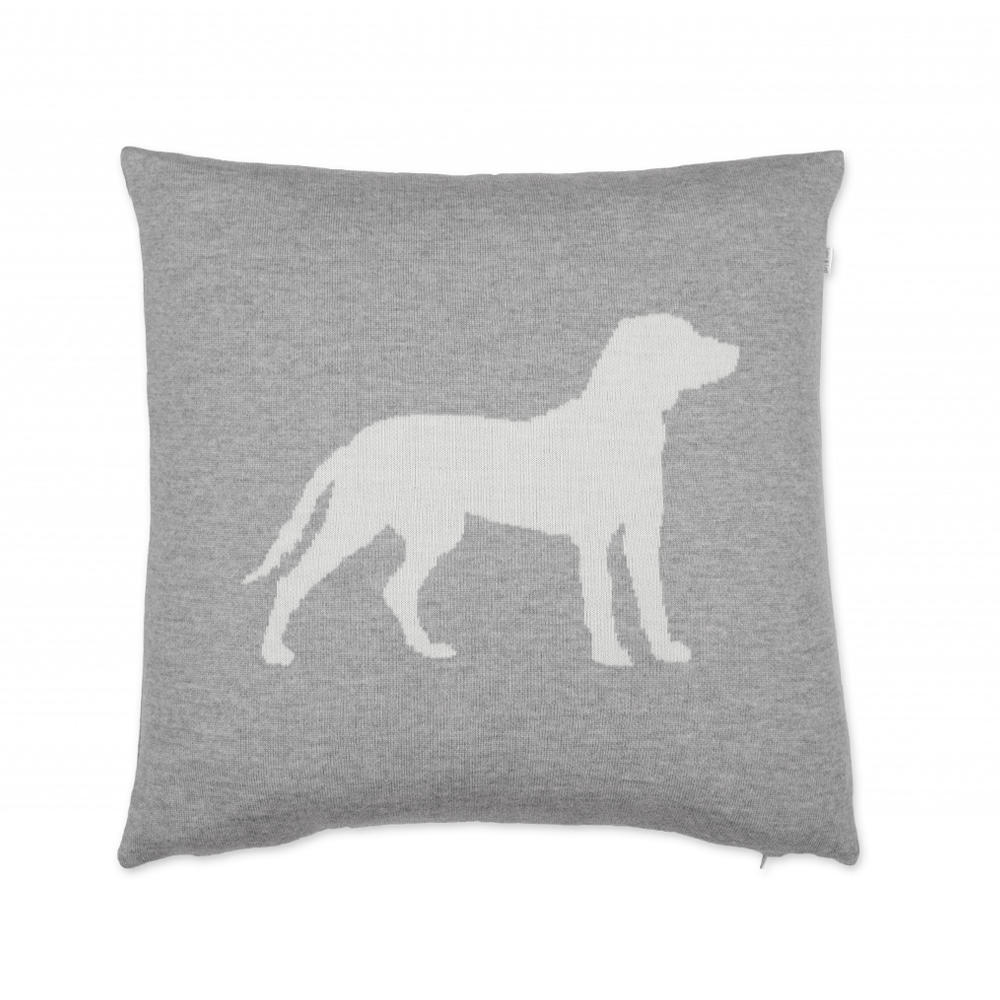 Housse de coussin Lenz & Leif » Dog «, gris/blanc 50 x 50 cm