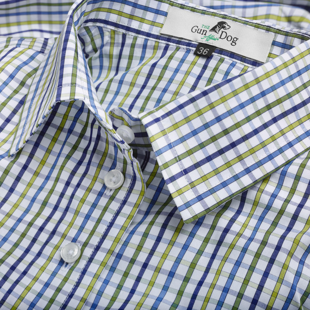 Damenbluse Karo, blau/grün/weiß, Kombimanschette