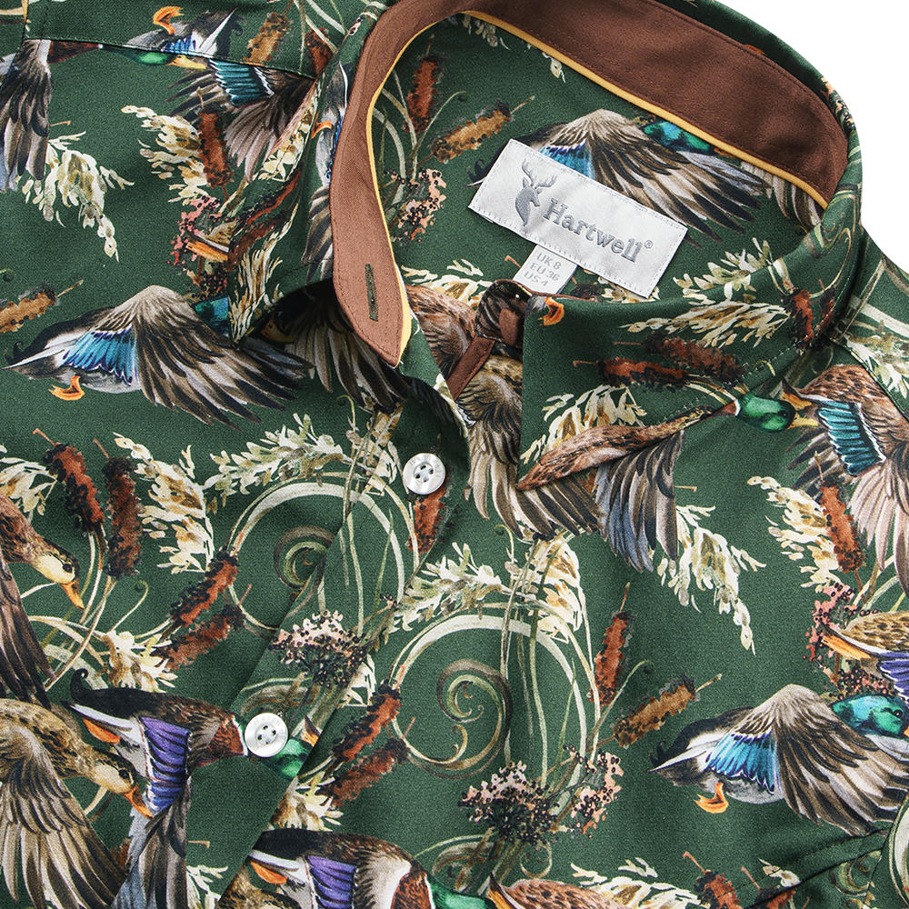 Hartwell Damen Bluse Layla, grün, Enten & Schilf