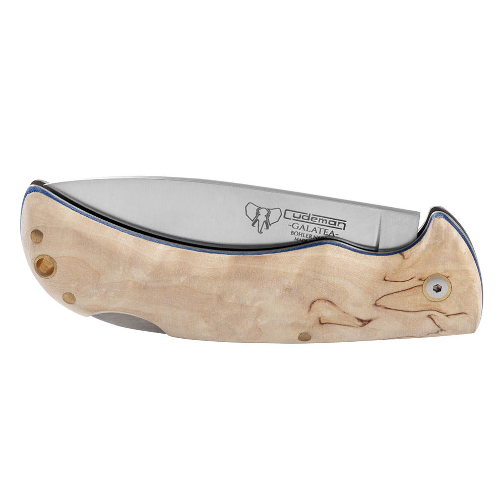 Couteau pliant Cudeman » Galatea «, bouleau madré, incl. étui en cuir