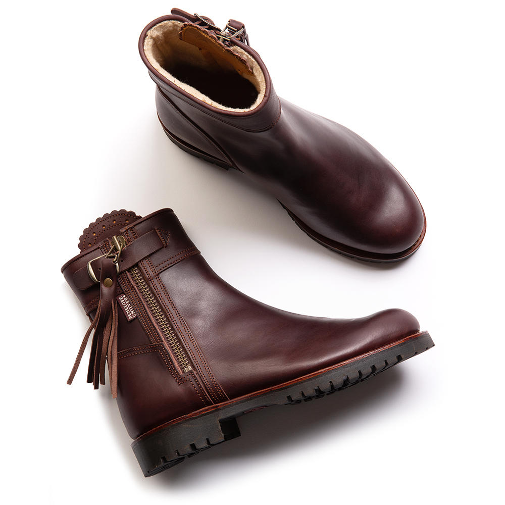 Penelope Chilvers Damen Cropped Wool Lined Tassel Boots, conker
