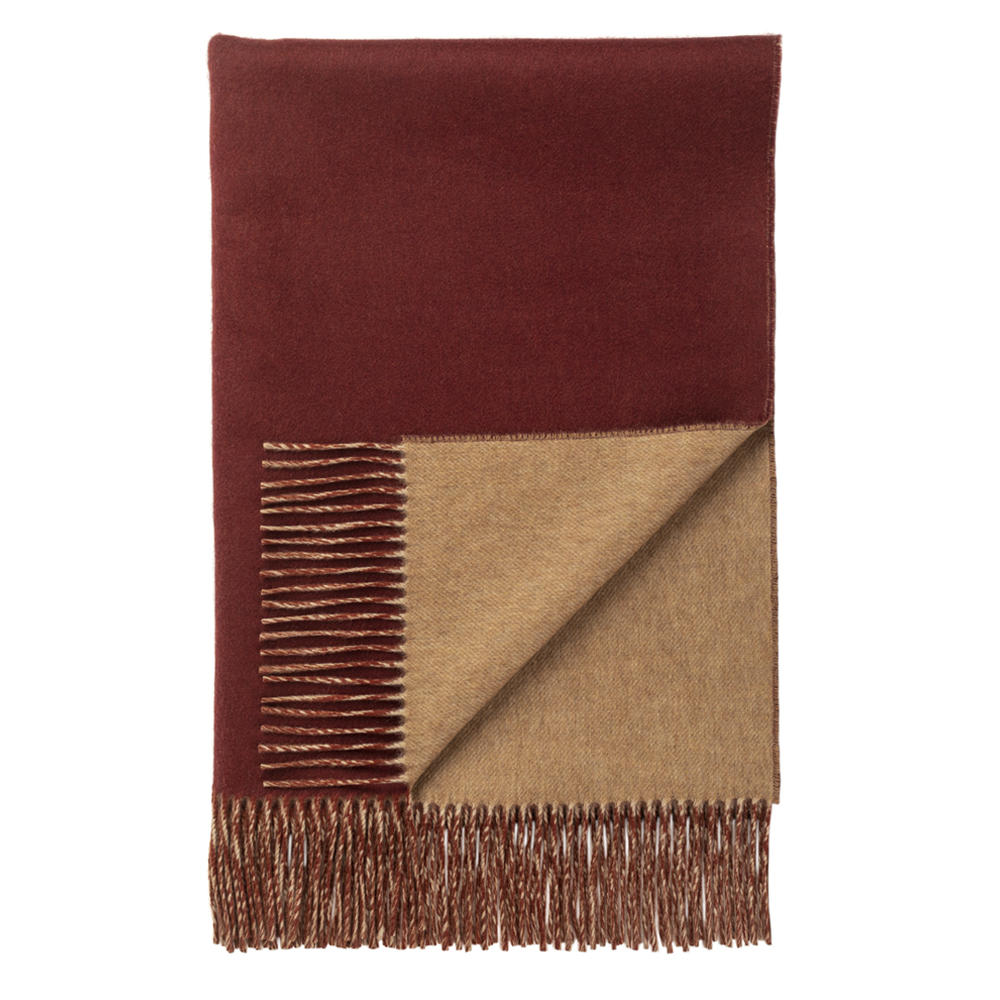 Johnstons of Elgin Kaschmir-Decke, Doubleface, claret/fawn