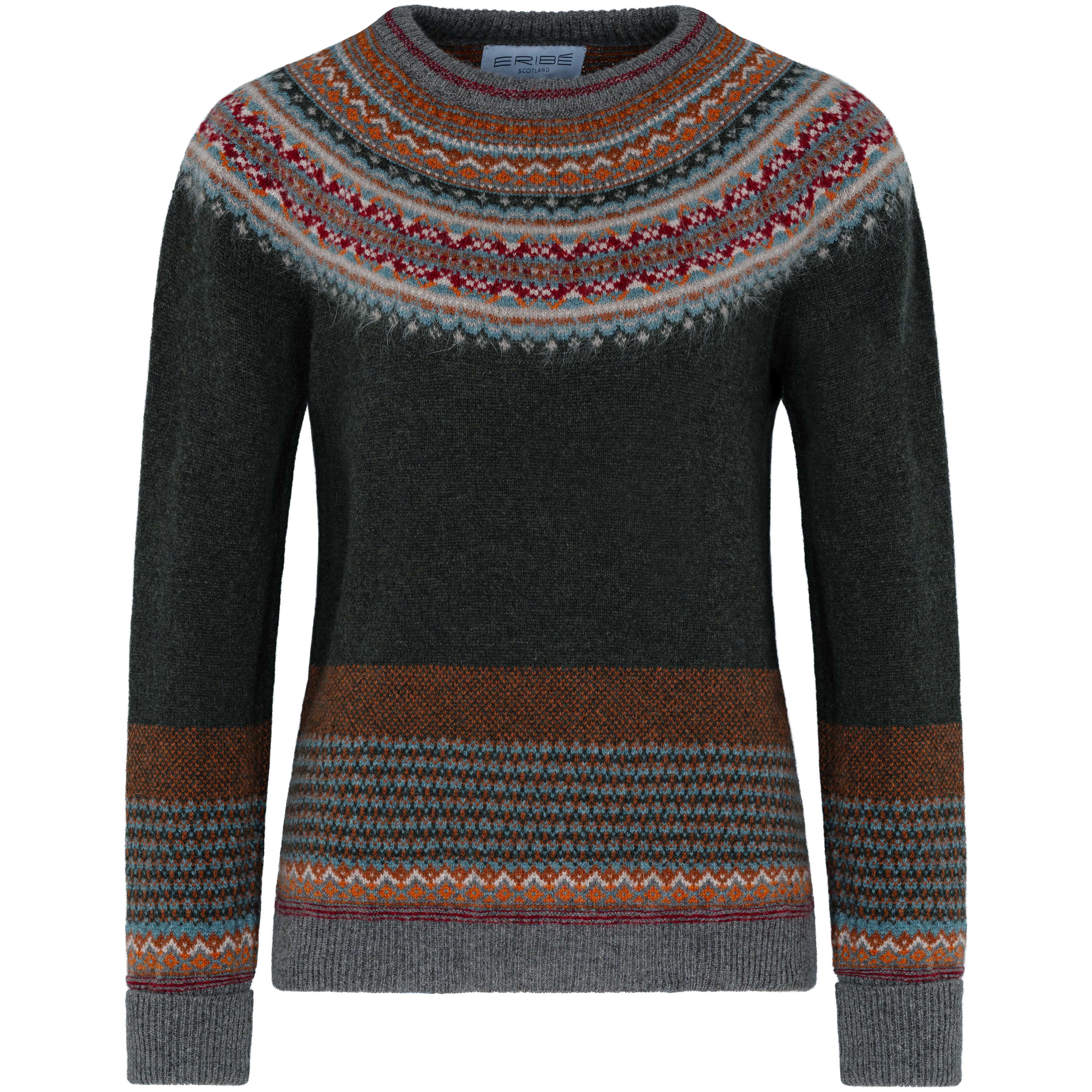 Bracken : Vert loden avec gris, orange, rouge et turquoise