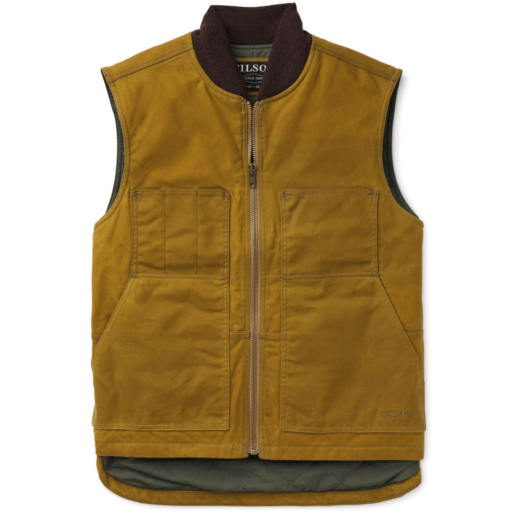 Filson Tin Cloth Insulated Work Vest, Dark Tan