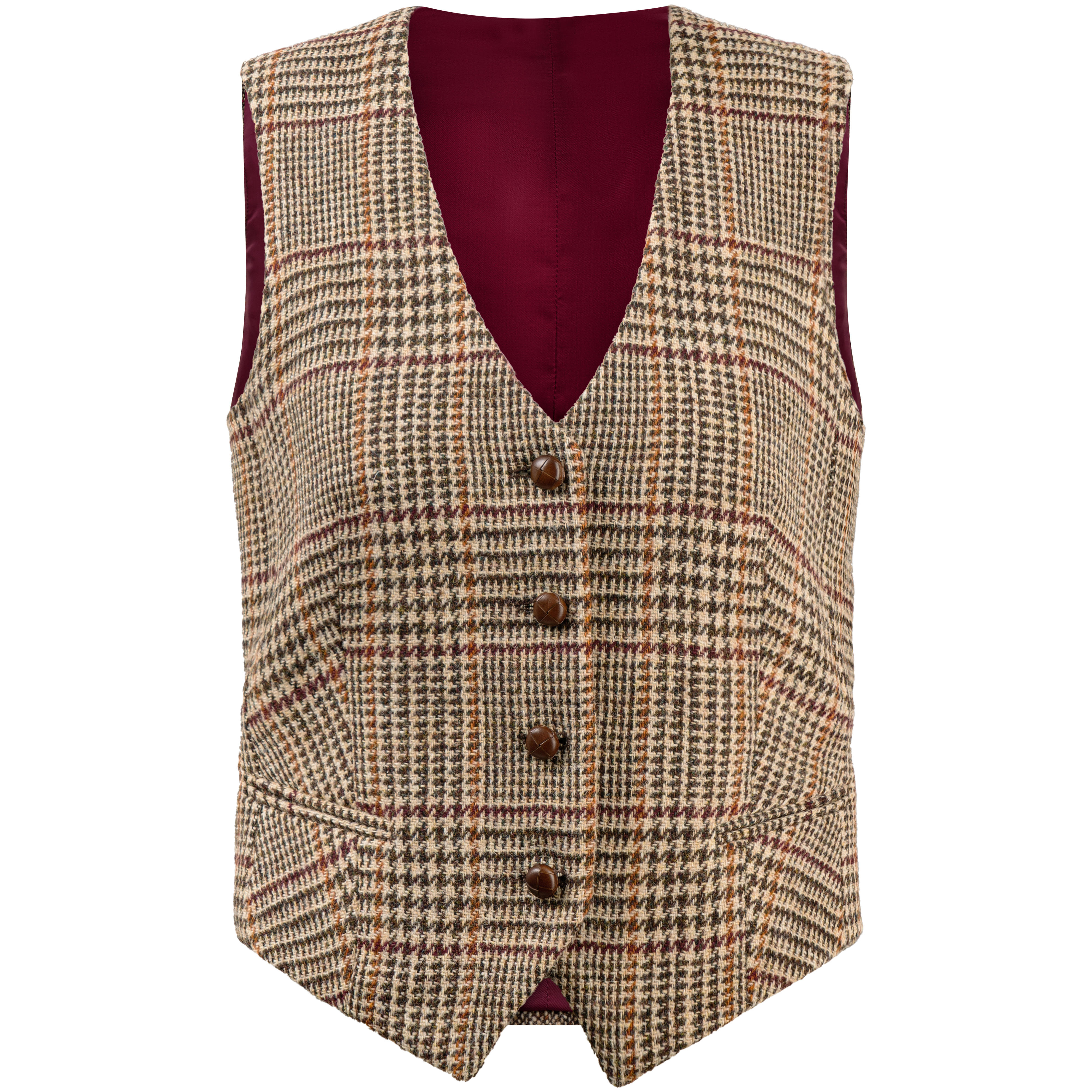 Gilet en tweed pour femme » Eve «, motif pied-de-poule beige