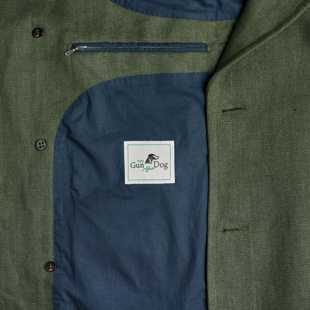 Men's Double Breasted Jacket, Linen Canvas, Green
