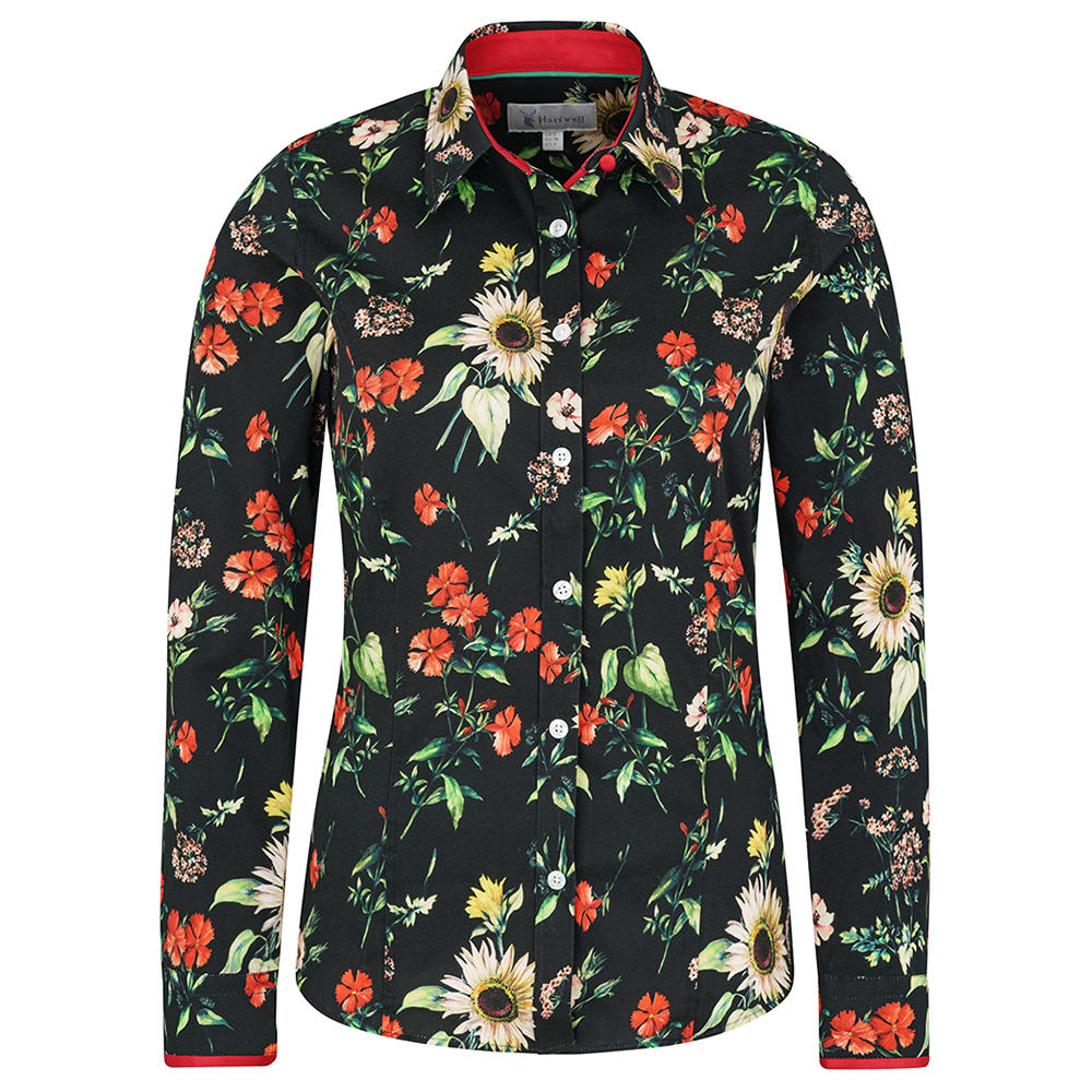 Hartwell Damen Bluse Layla, schwarz, Blumen