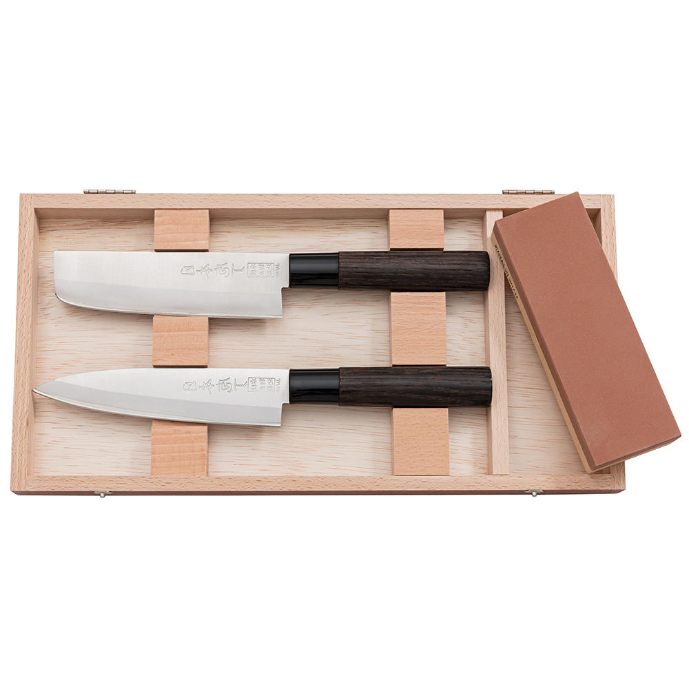 Japanese Knife with Combination Sharpening Stone, Set