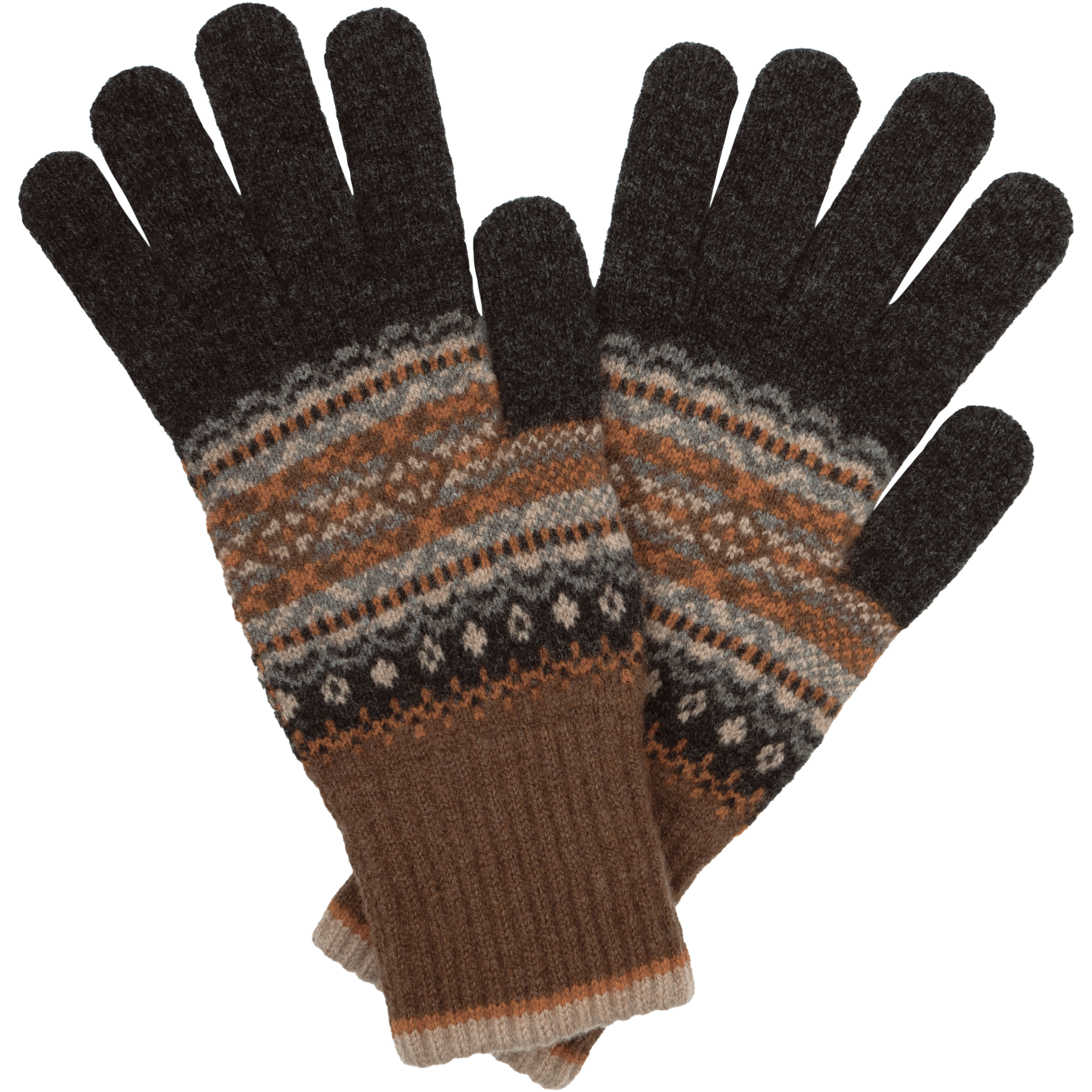 Winter: Dunkelbraun mit Mittelbraun, Orange und Hellbraun.