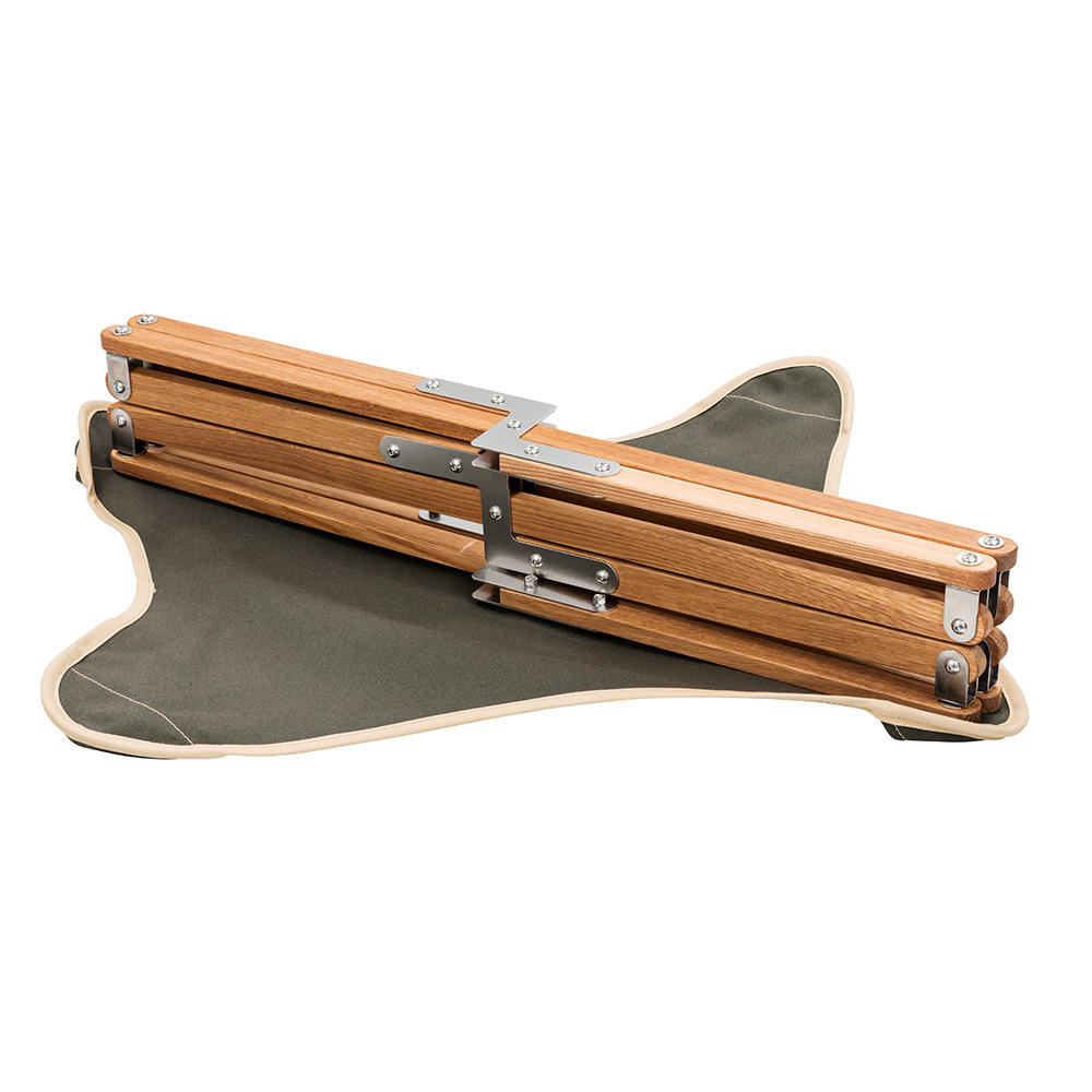 Tabouret de camping Kampier, chêne, toile de voile, vert olive