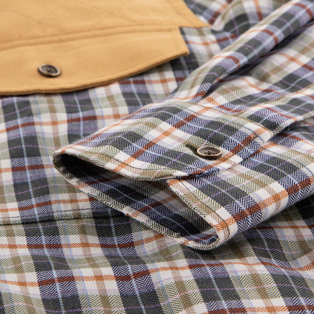 Herren Outdoor-Hemd, Karo, grün/rotbraun
