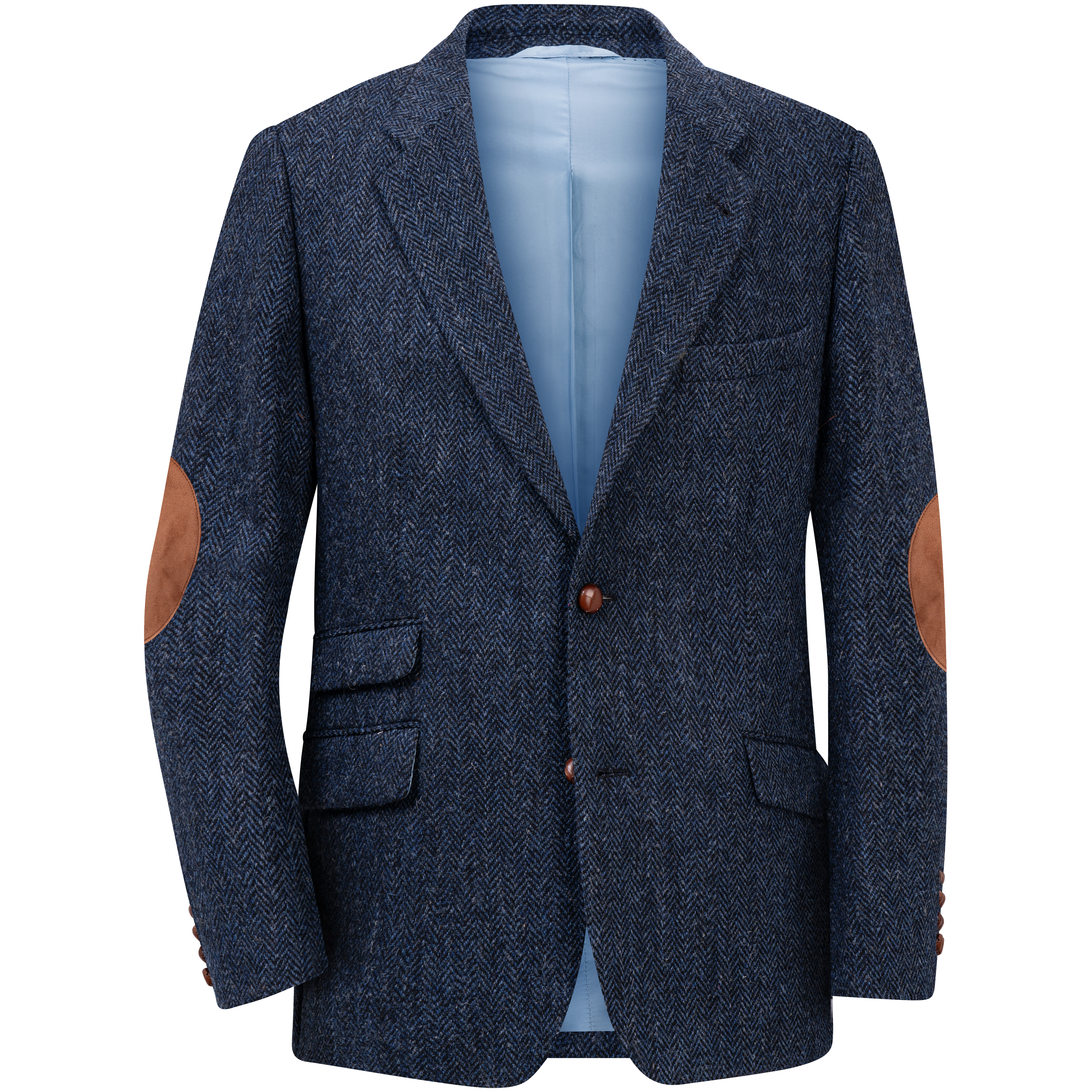 Herren Harris Tweed-Sakko, Fischgrat, blau/schwarz blau