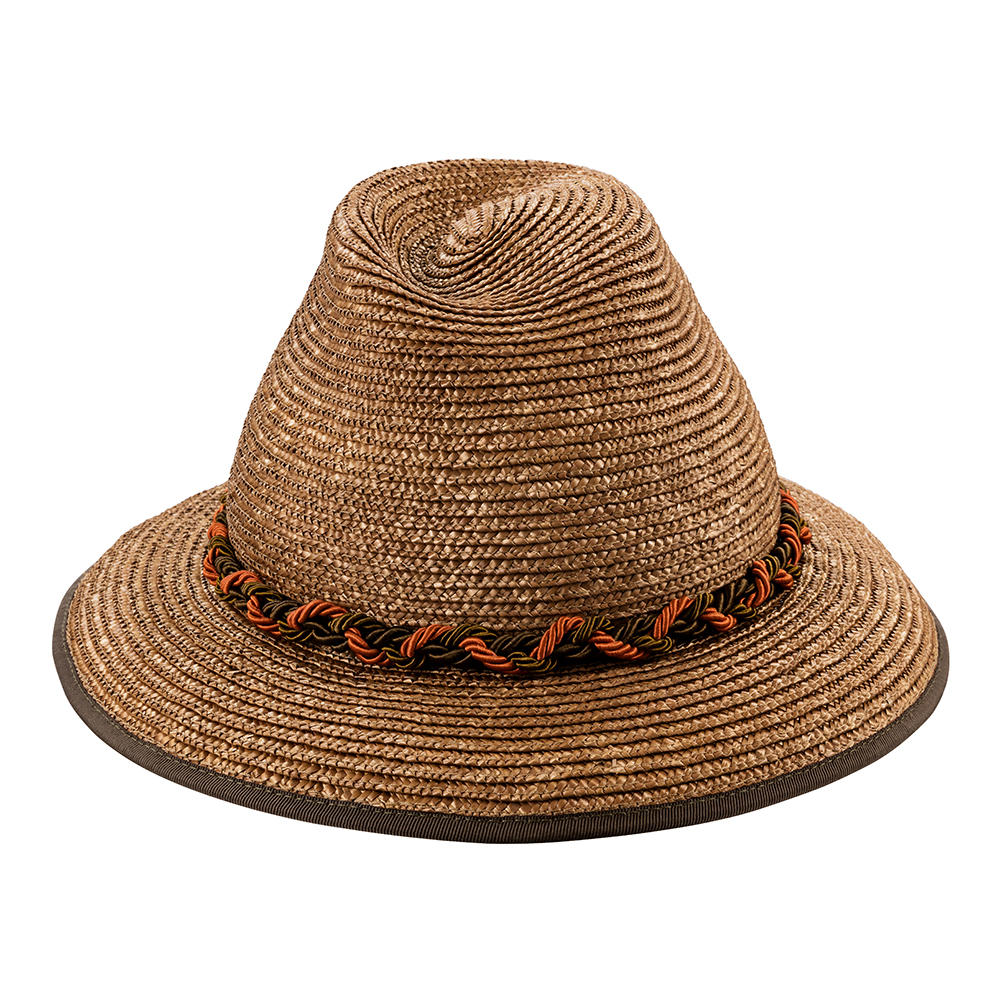 »Maxi« Ladies' Hat, Braided Straw with Cord, Brown