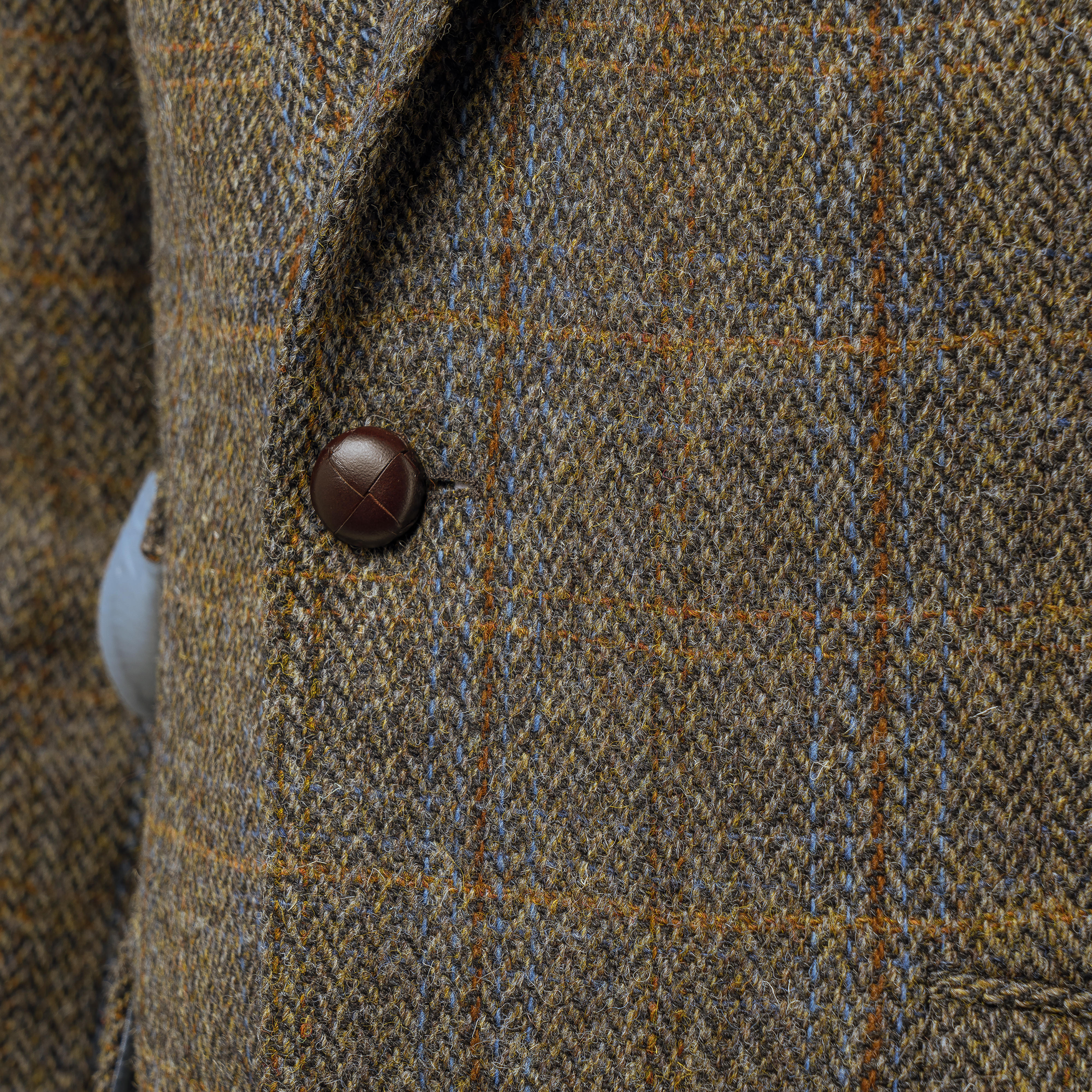 Veste pour homme Harris Tweed, motif à chevrons, vert/bleu/marron
