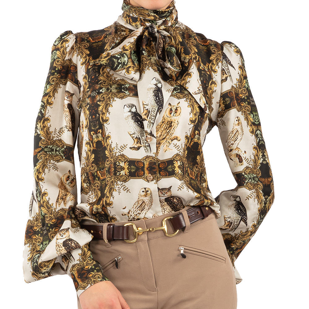 Blouse en soie Sara Tiara, motif chouette