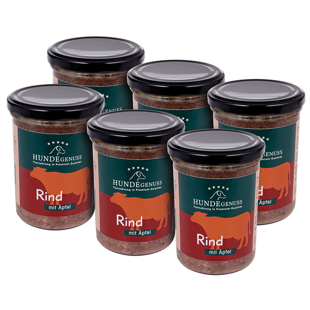 »Hundegenuss«  im Glas, Rind mit Äpfel, 6 x 380 g