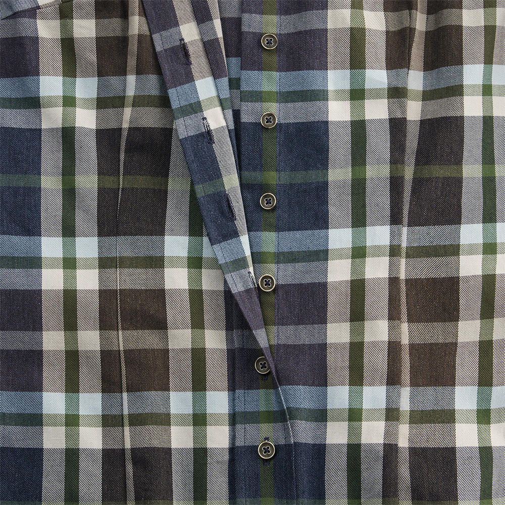Button-down Blouse, 100 % Cotton Flannel, Chequered