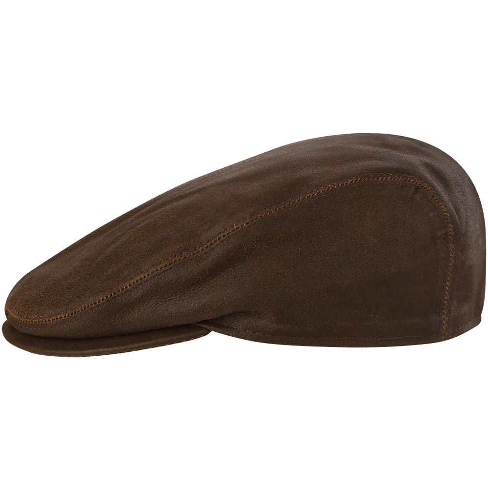 Bonnet en cuir nappa de chèvre, marron/antique
