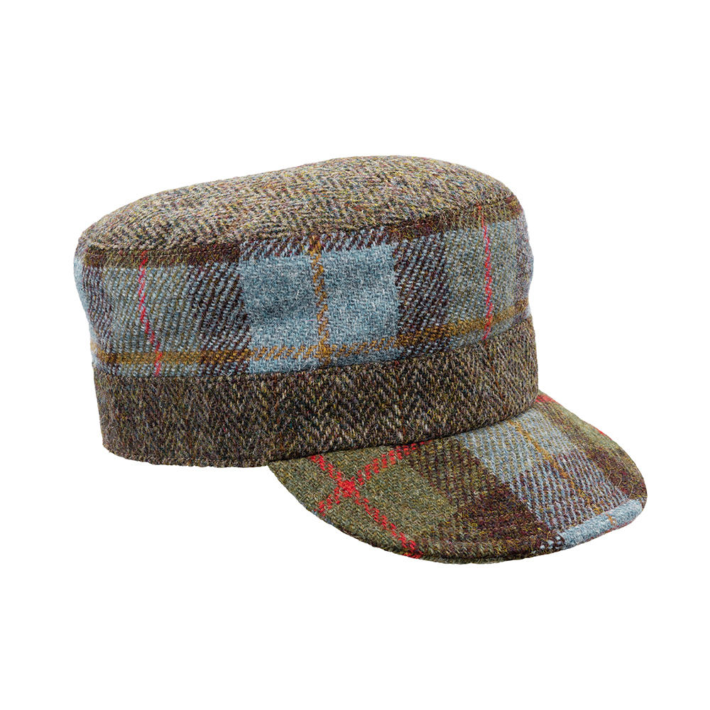 Casquette en tweed Sara Tiara, marron/bleu/vert/rouge