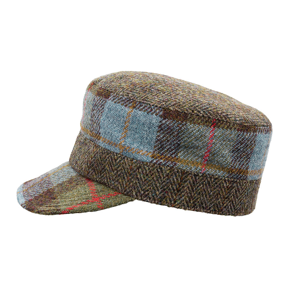 Sara Tiara Tweed-Cap, braun/blau/grün/rot