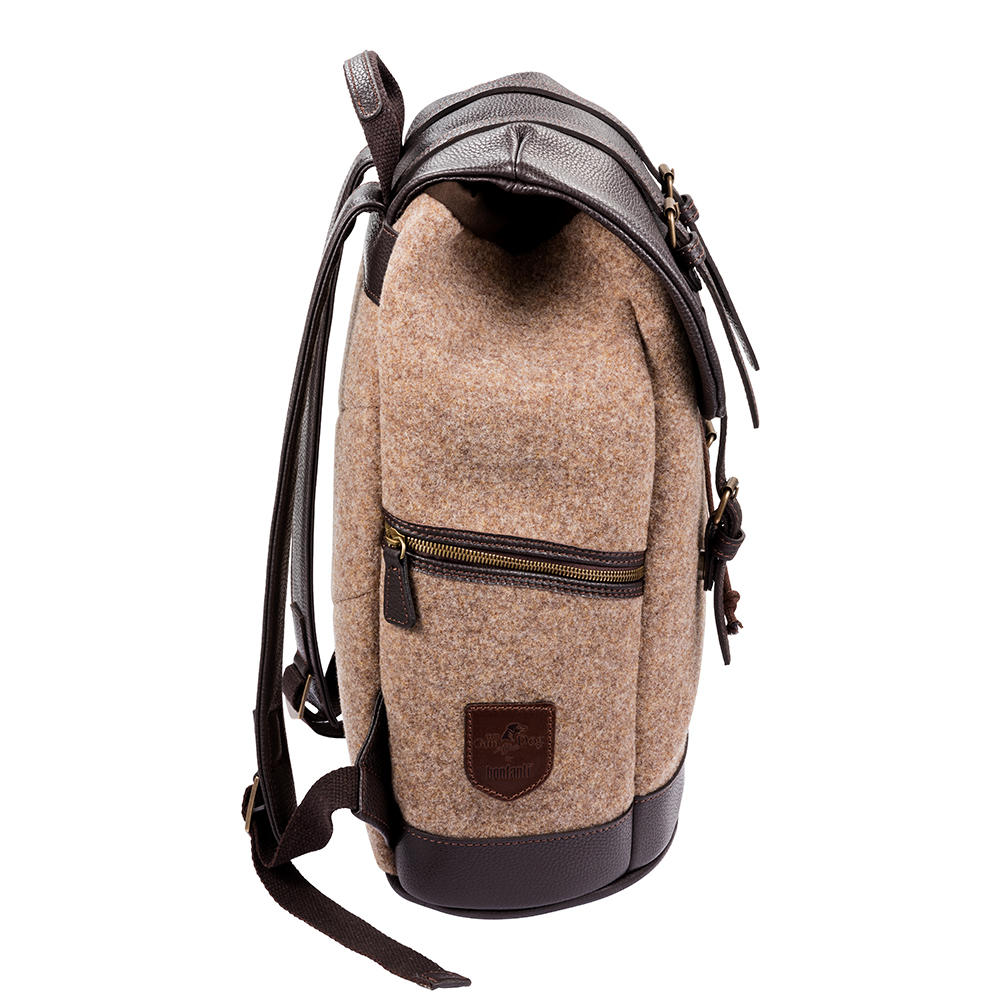 Rucksack, Wolle mit Leder