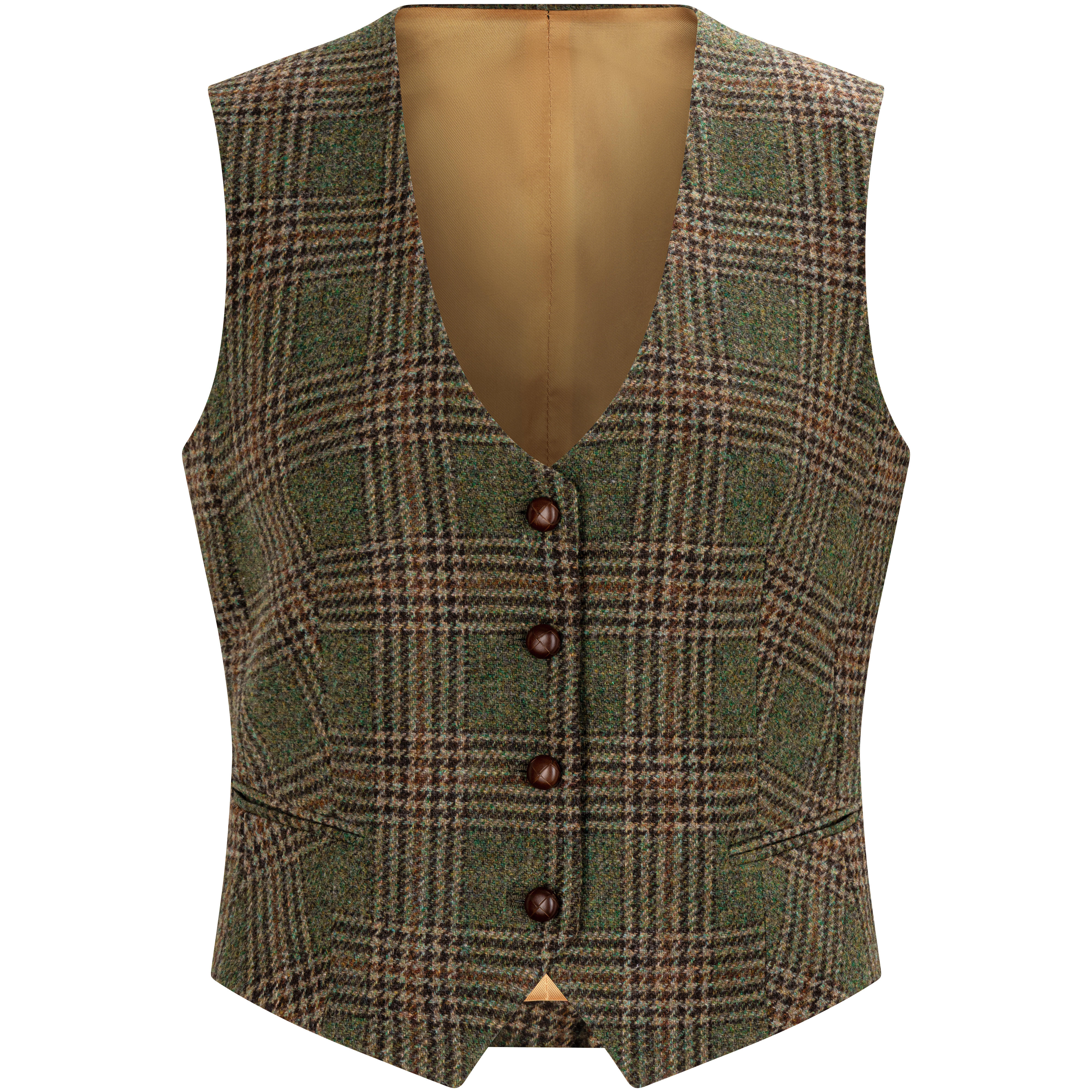 Gilet en tweed pour femme » Eve «, vert/ beige/ rouille vert