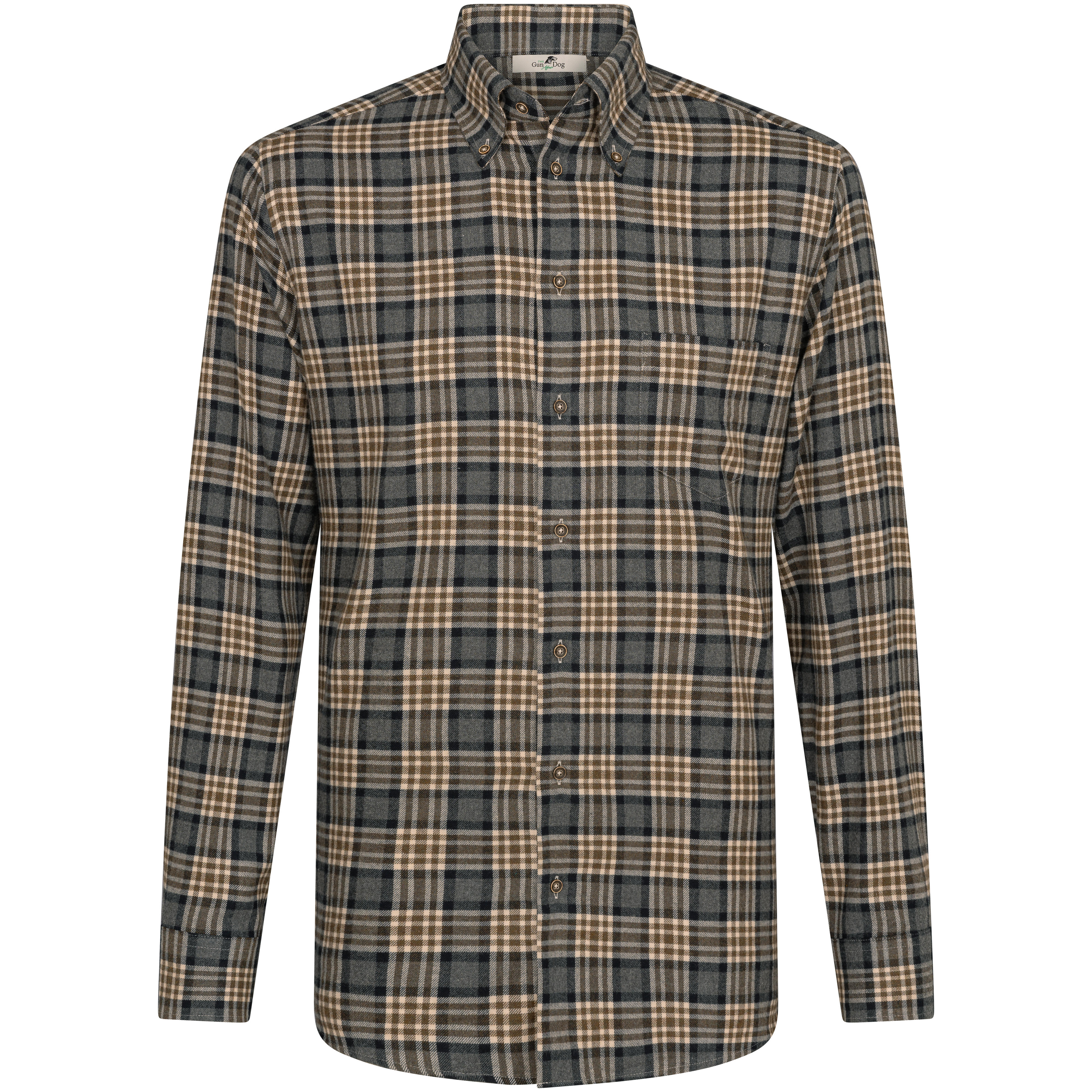 Chemise en coton pour homme, carreaux, vert/beige/gris