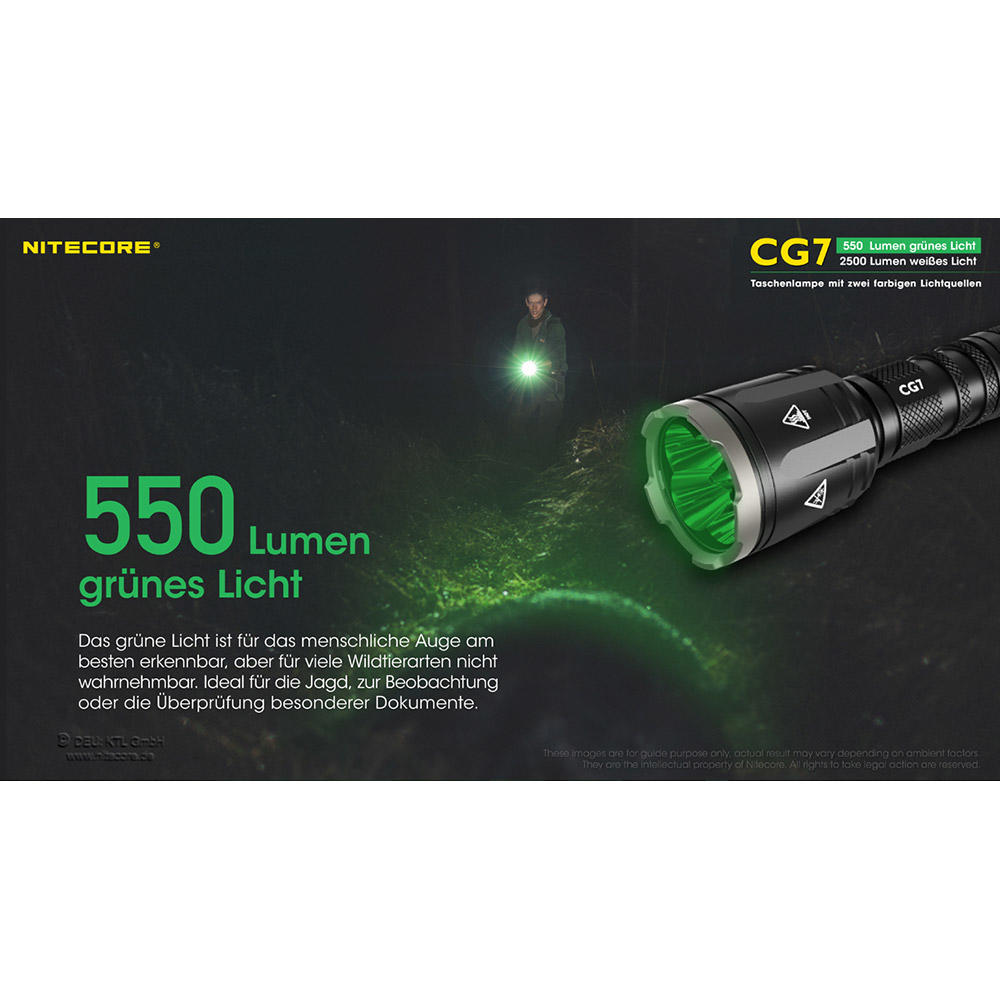 Nitecore® CG7, 2500 lm White Light and 540 lm Green Light