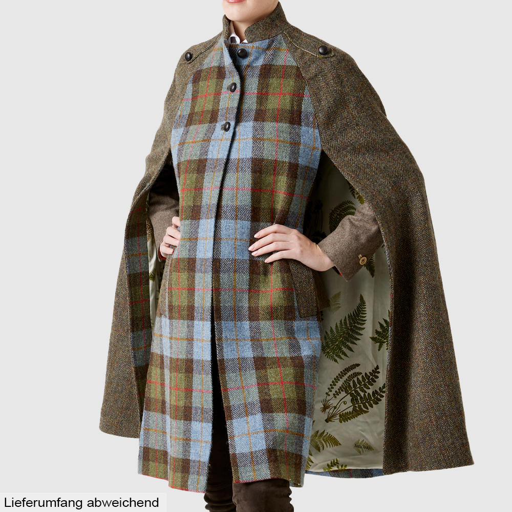 Sara Tiara Tweed-Long-Cape, braun/blau/grün/rot, Onesize