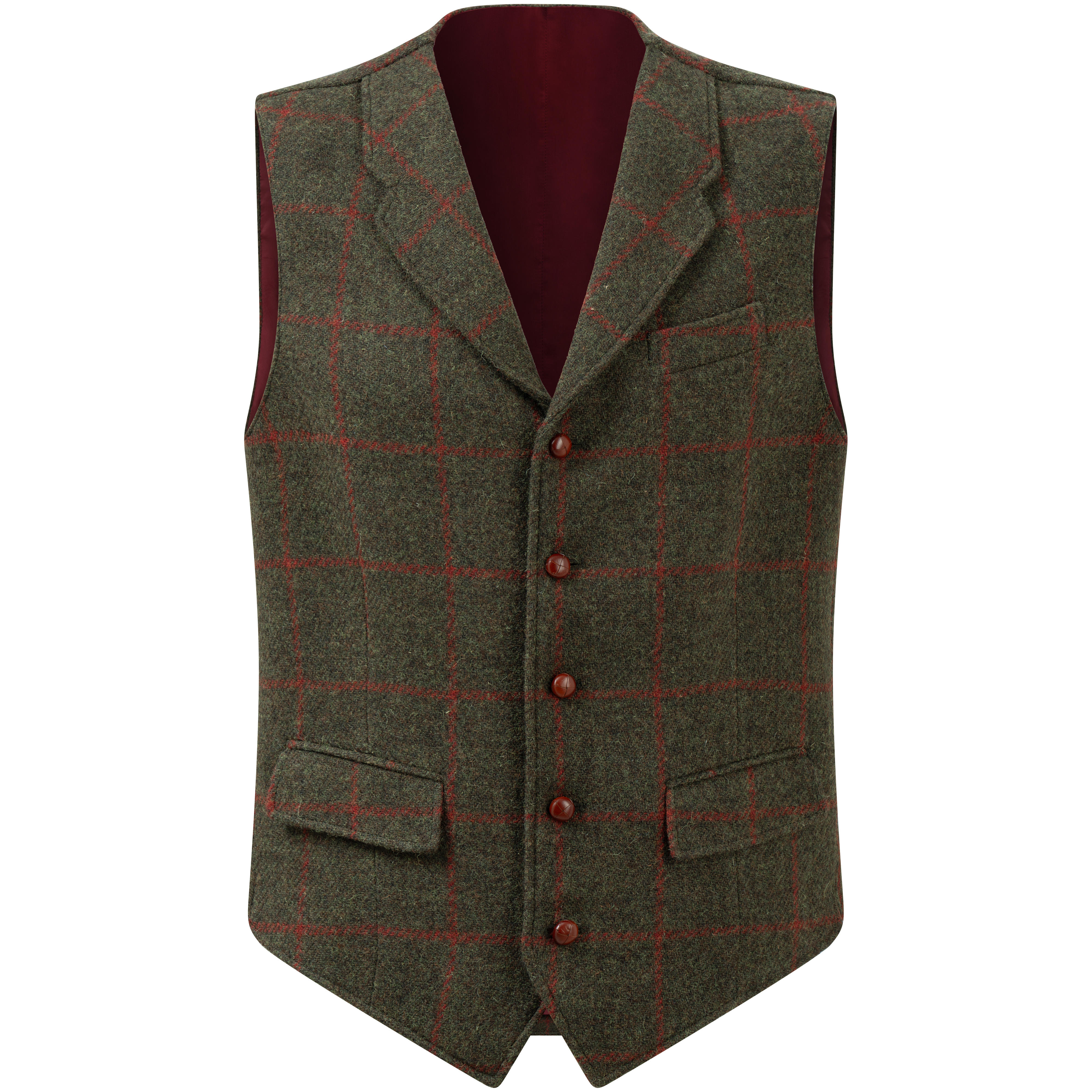 »Marvin« Men’s Tweed Vest, Green/Red