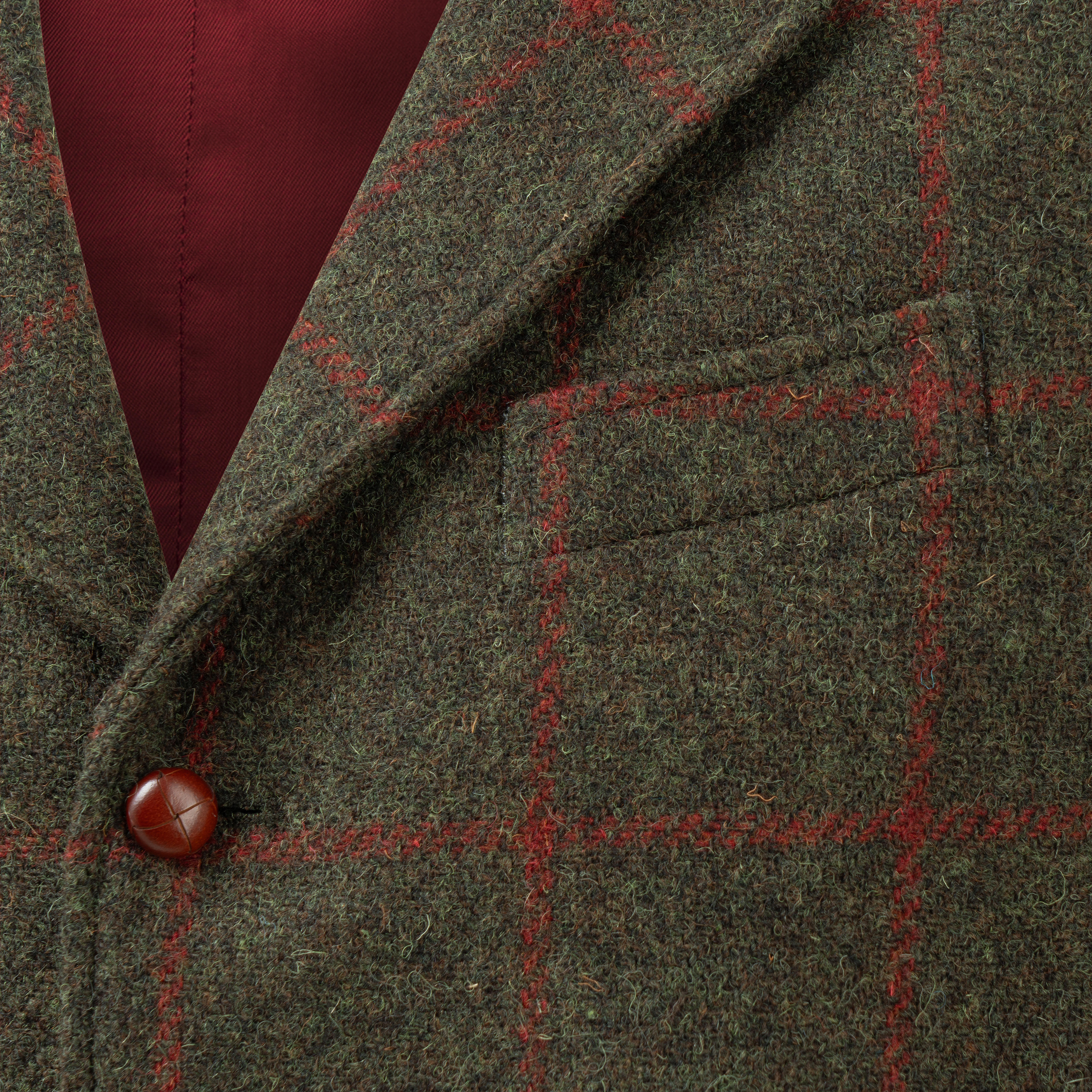 »Marvin« Men’s Tweed Vest, Green/Red
