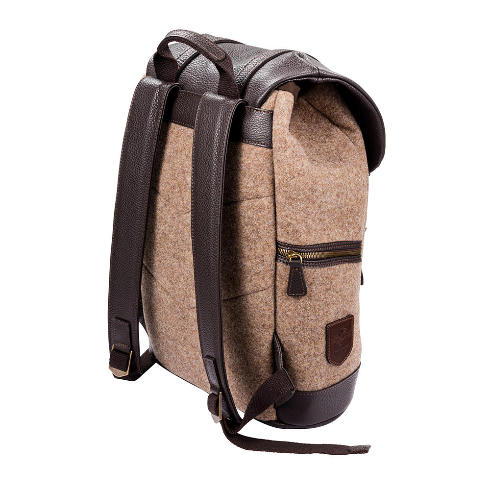 Rucksack, Wolle mit Leder