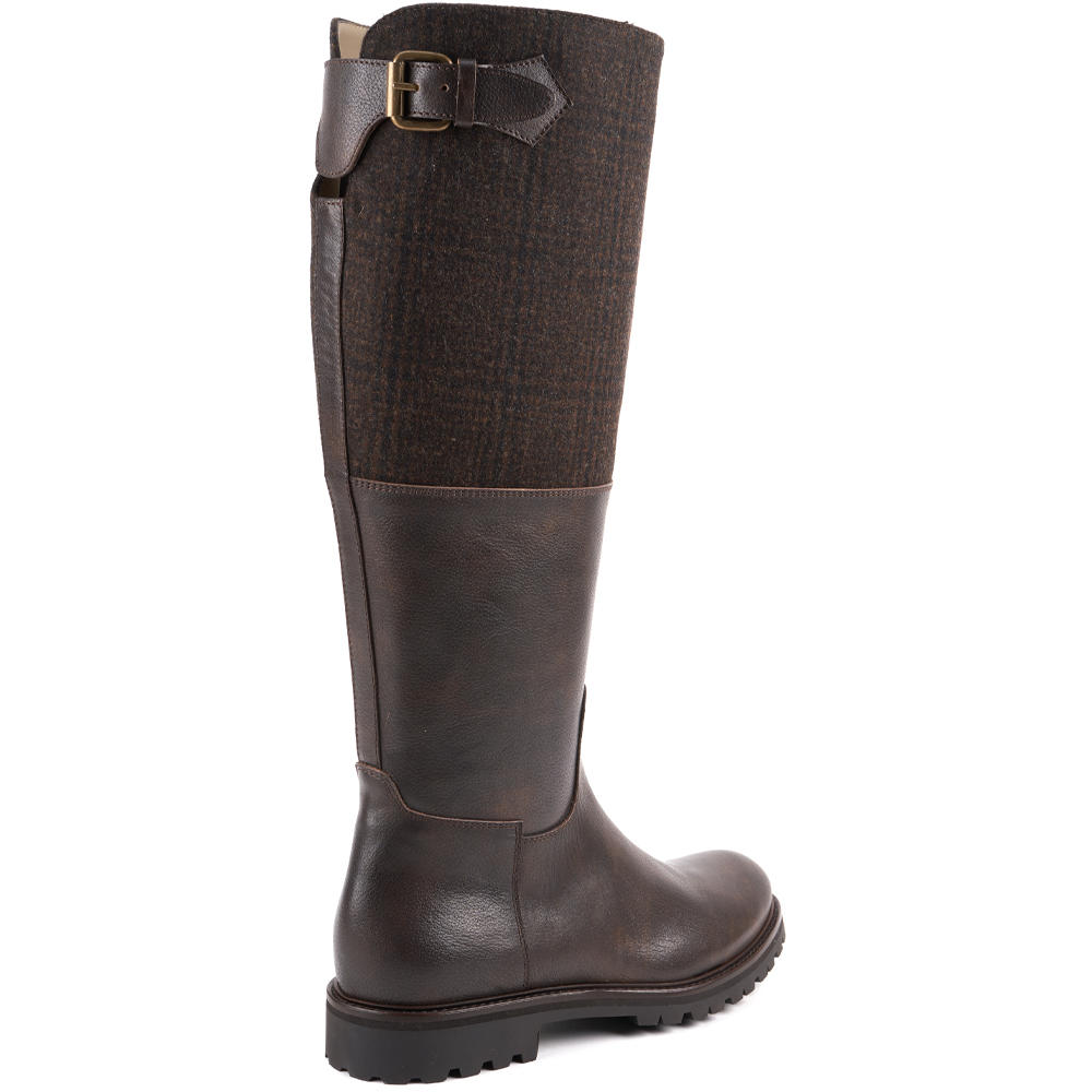 Damen Leder/Loden-Stiefel, braun-kariert