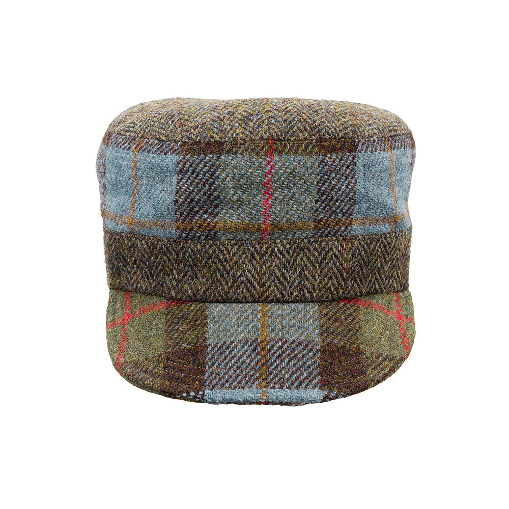Casquette en tweed Sara Tiara, marron/bleu/vert/rouge