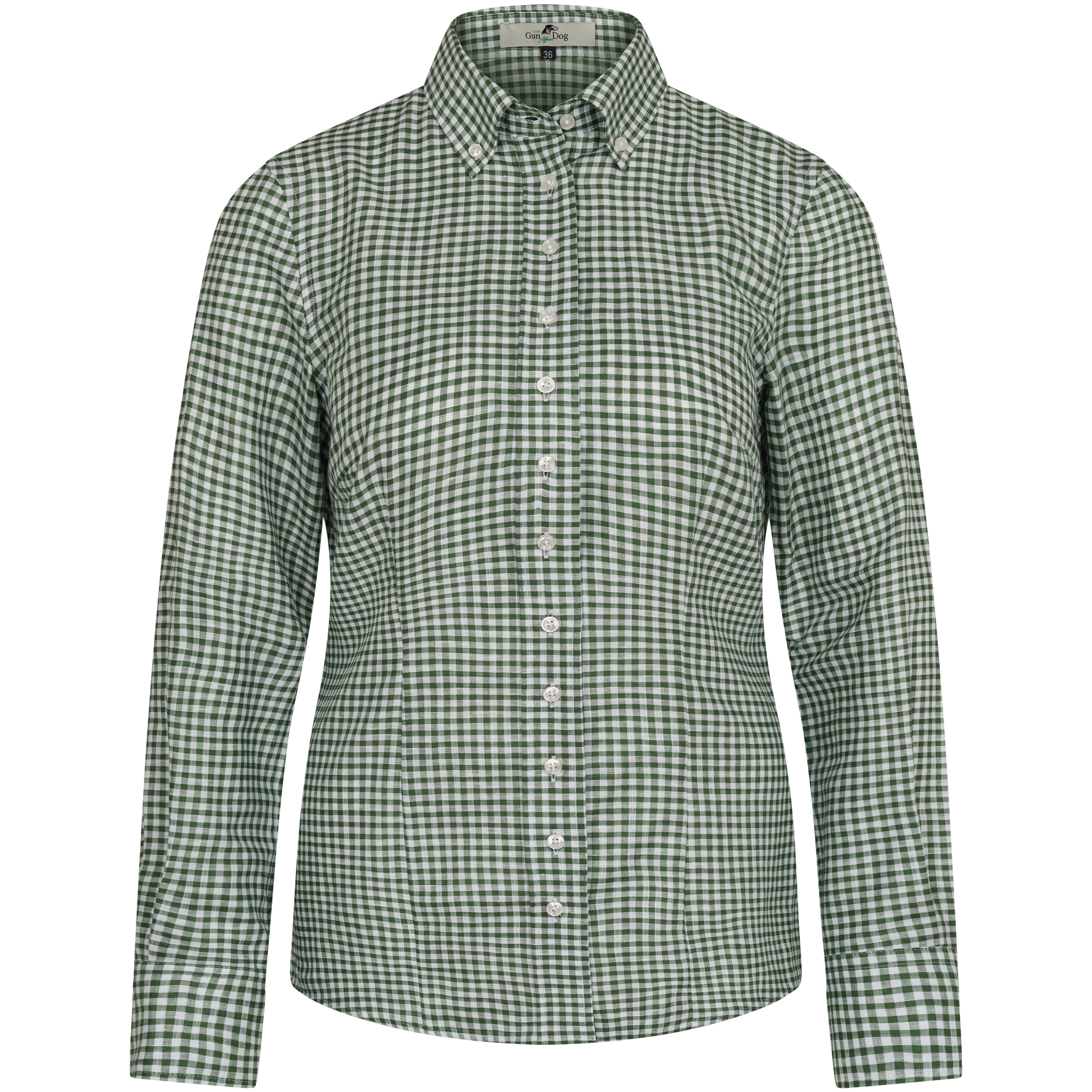 Ladies' Blouse, Cotton/Linen, Check, Green/White
