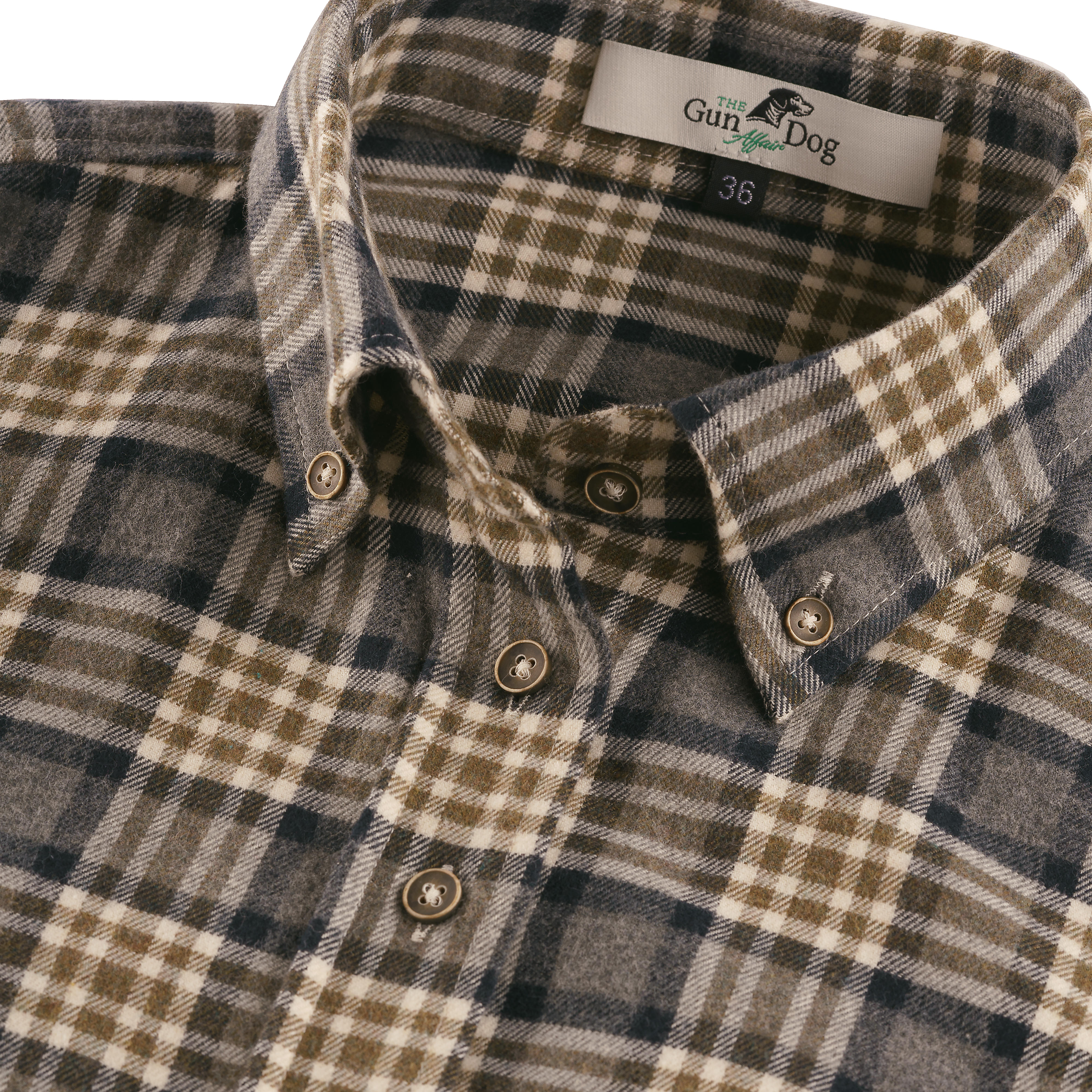 Button-Down-Bluse, Karo, grün/beige/grau