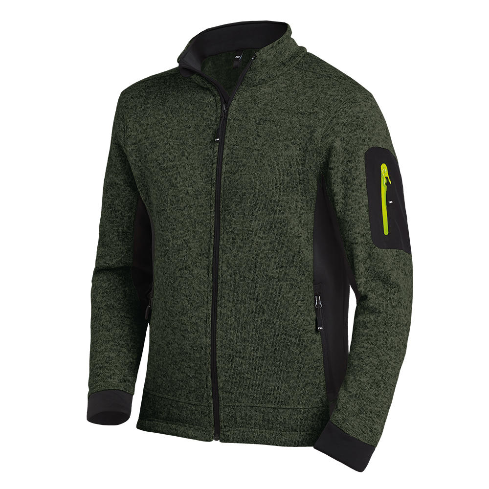 Veste en polaire tricotée pour homme FHB® Christoph, vert olive-noir