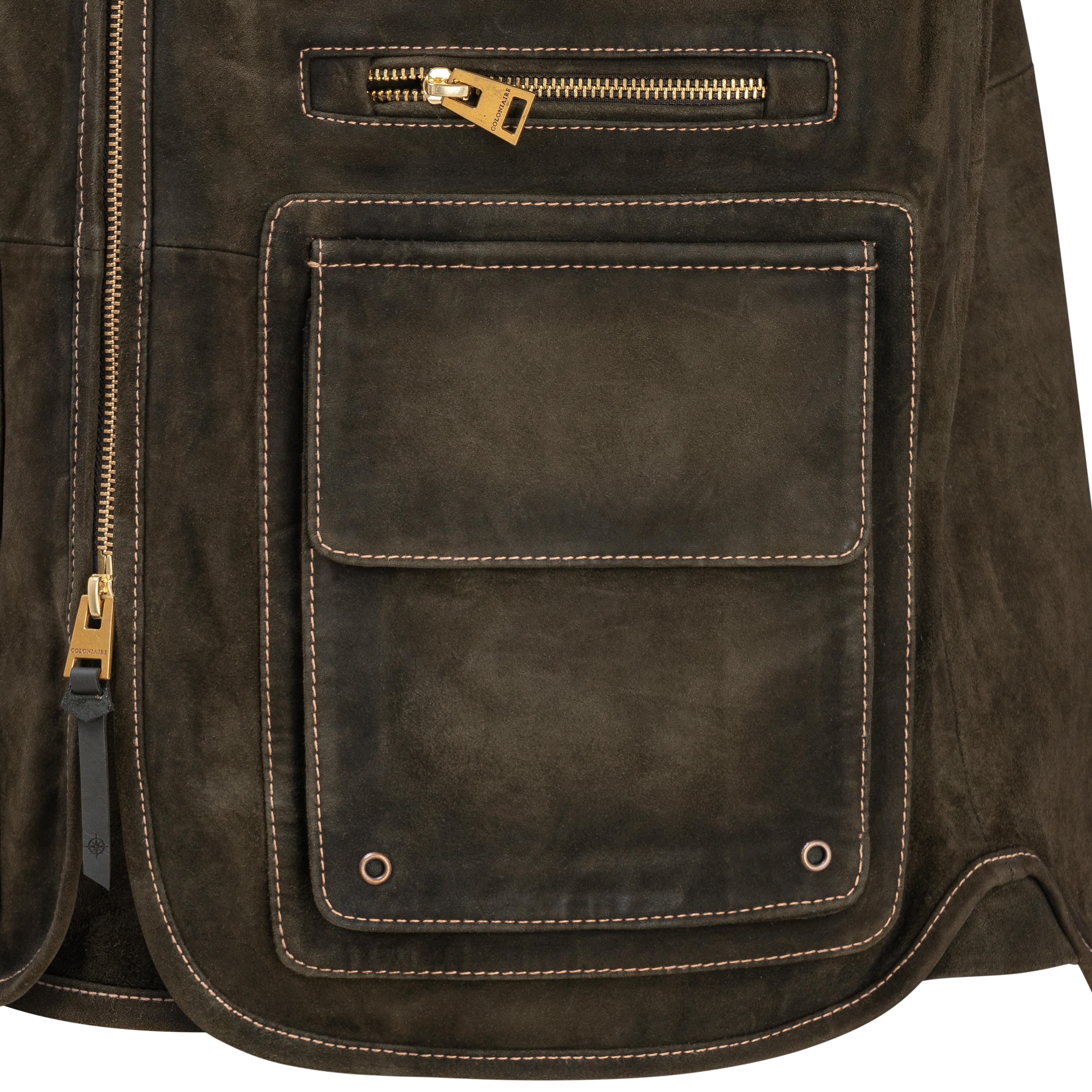 Gilet fonctionnel en cuir pour homme » Pecheur «