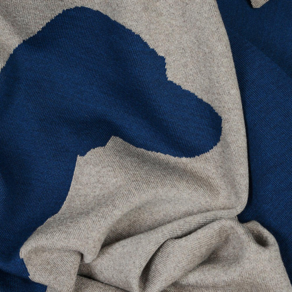 Couverture Lenz & Leif » Dog «, beige/bleu foncé 180 x 140 cm