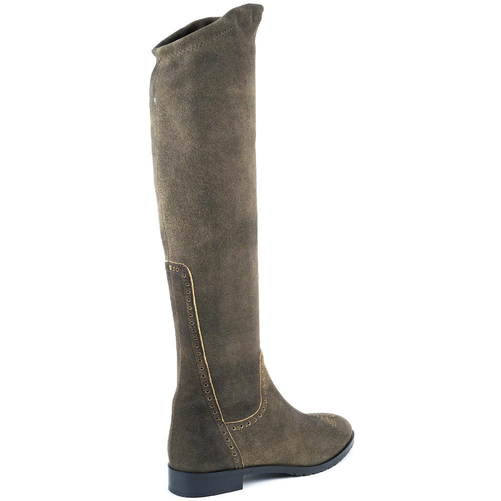 Damen Overknee Velours Stretch Stiefel