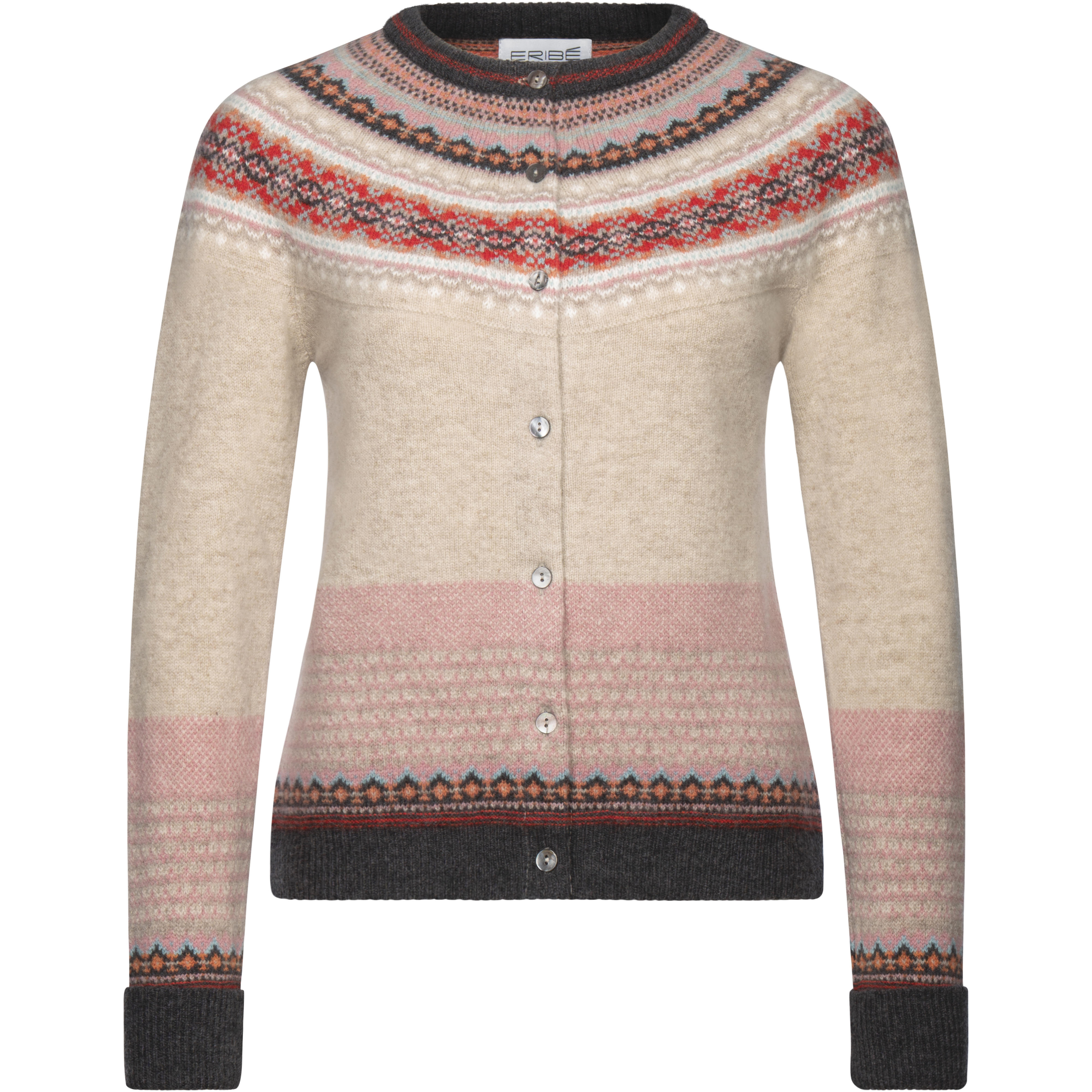 Eribé Damenstrickjacke Fair Isle, Willow Willow: Natur mit Grün