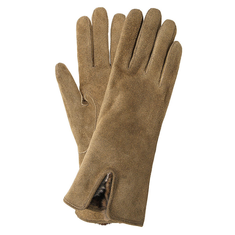 Damen Handschuhe GELA, Ziegenvelours, Kaschmir & Samtkanin
