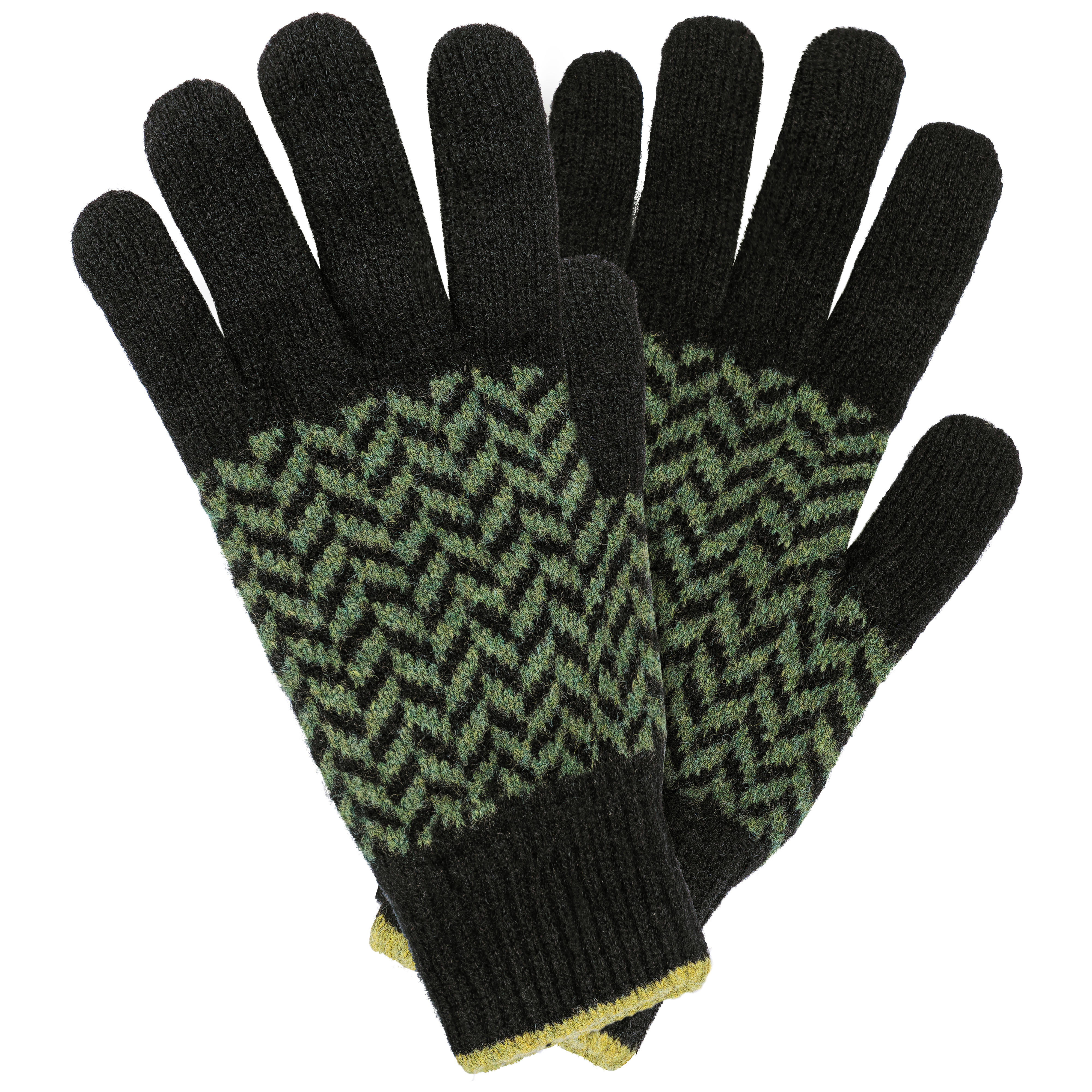 Herren-Handschuhe Fischgrat, grün/oliv