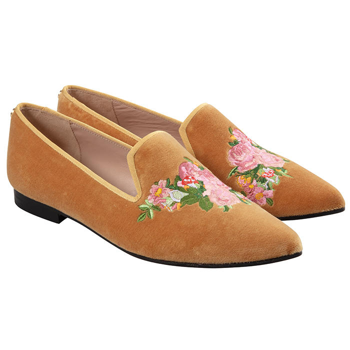 Damen Samt Loafer »Flowers«